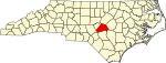 Map of North Carolina highlighting Harnett County